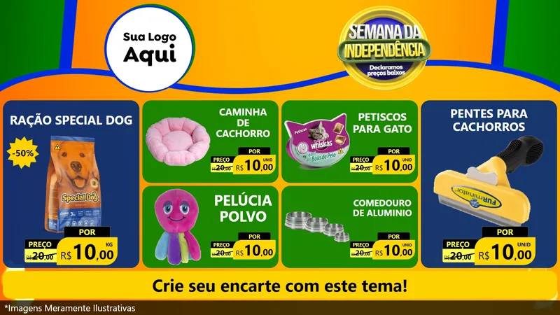 Modelo de TV para TV Horizontal com o tema Semana da Independência Declaramos Preços Baixos para Pet Shop