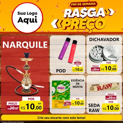 Modelo de Rede Social para Feed Facebook com o tema Fim de Semana Rasga Preços para Tabacaria