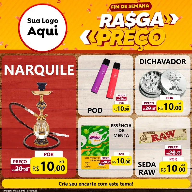 Modelo de Rede Social para Feed Facebook com o tema Fim de Semana Rasga Preços para Tabacaria