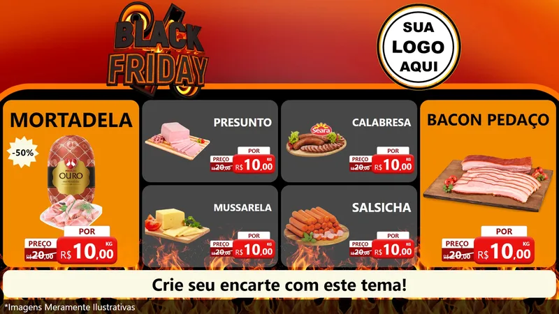 Modelo de TV para TV Horizontal com o tema Black Friday para Frios e Laticínios