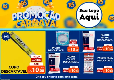 Modelo de Encarte para Encarte A4 Horizontal com o tema Promoção de Carnaval para Embalagens