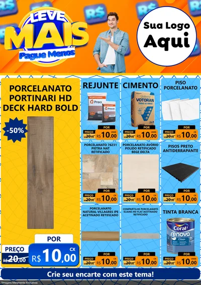 Modelo de Encarte para Encarte A4 Vertical com o tema Leve Mais, Pague Menos para Pisos e revestimentos
