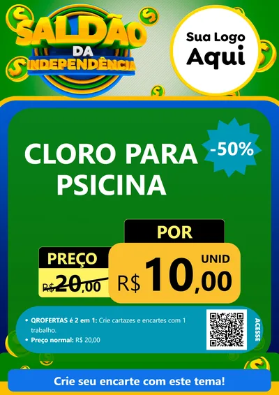Modelo de Cartaz para Cartaz A4 Vertical com o tema Saldão da Indepêndencia para Produtos para Piscina