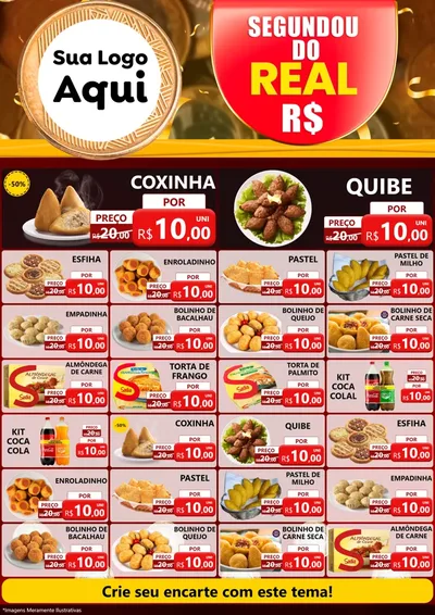 Modelo de Encarte para Encarte A4 Vertical com o tema Segundou do Real para Salgadaria