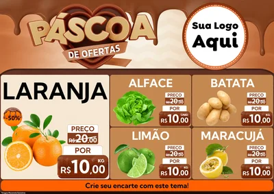 Modelo de Encarte para Encarte A4 Horizontal com o tema Páscoa de Ofertas para Hortifrúti