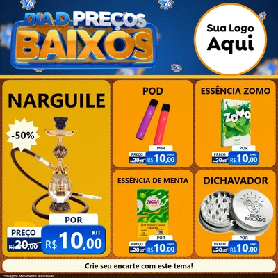 Modelo de Rede Social para Feed Facebook com o tema Dia D Preço Baixo para Tabacaria