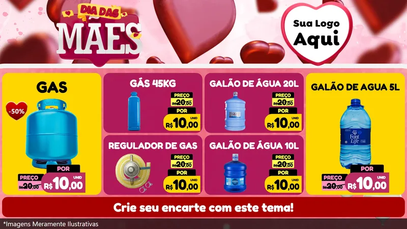 Modelo de TV para TV Horizontal com o tema Dia Das Mães para Água e gás
