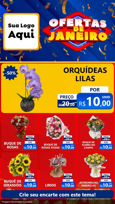 Modelo de Rede Social para Stories com o tema Ofertas de Janeiro para Floricultura e jardim