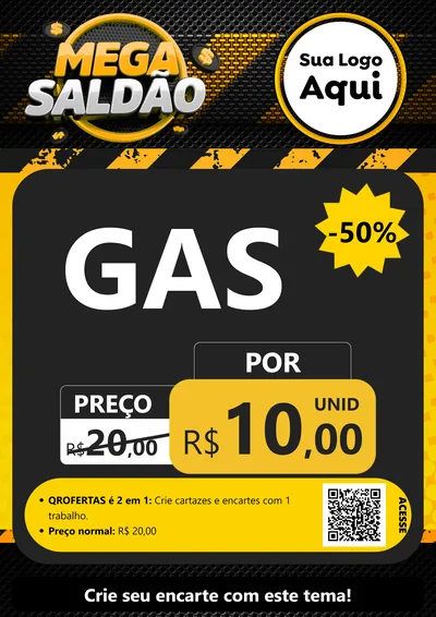 Modelo de Cartaz para Cartaz A4 Vertical com o tema Mega Saldão para Água e gás