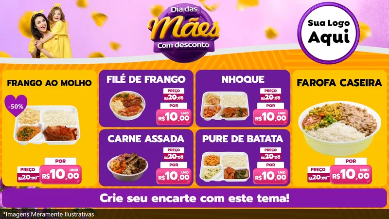Modelo de TV para TV Horizontal com o tema Dia das Mães com Desconto para Restaurante