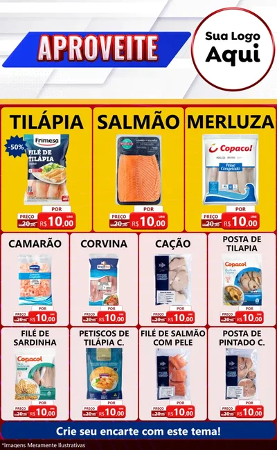 Modelo de Encarte para Encarte Grande com o tema Aproveite para Peixaria