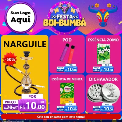 Modelo de Rede Social para Feed Facebook com o tema Festa Boi-Bumbá para Tabacaria
