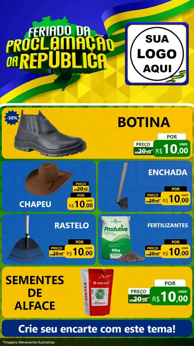 Modelo de TV para TV Vertical com o tema Feriado da Proclamação da República para Agropecuária