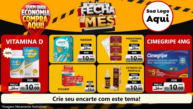 Modelo de TV para TV Horizontal com o tema Fecha Mês para Farmácia