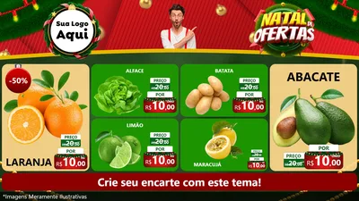 Modelo de TV para TV Horizontal com o tema Natal de Ofertas para Hortifrúti