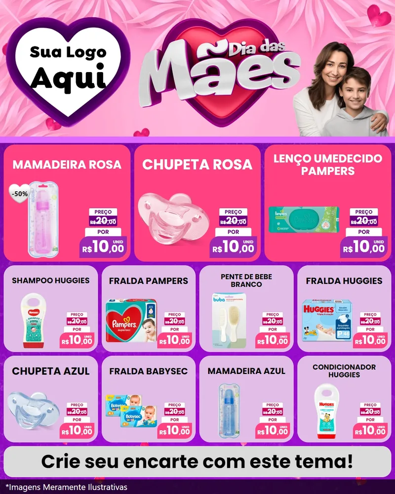 Modelo de Rede Social para Feed Instagram com o tema Dia das Mães para Bebês