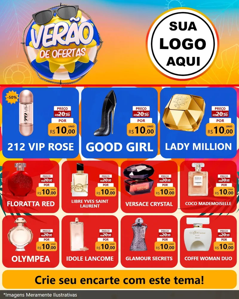Modelo de Rede Social para Feed Instagram com o tema Verão de Ofertas para Perfumes