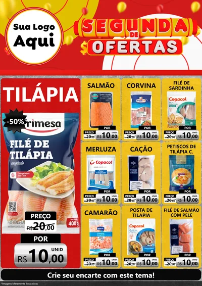 Modelo de Encarte para Encarte A4 Vertical com o tema Segunda de Ofertas para Peixaria