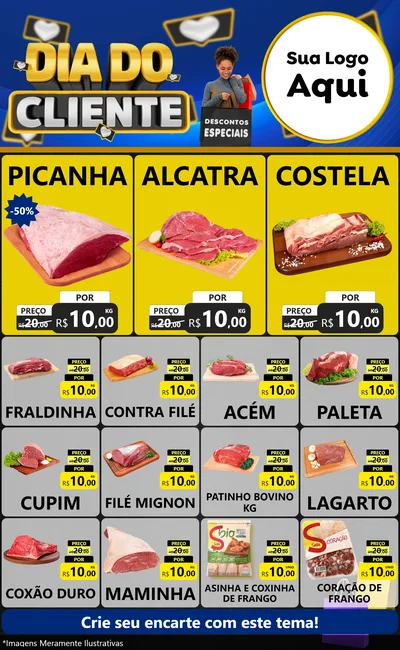 Modelo de Encarte para Encarte Grande com o tema Dia Do Cliente para Açougue
