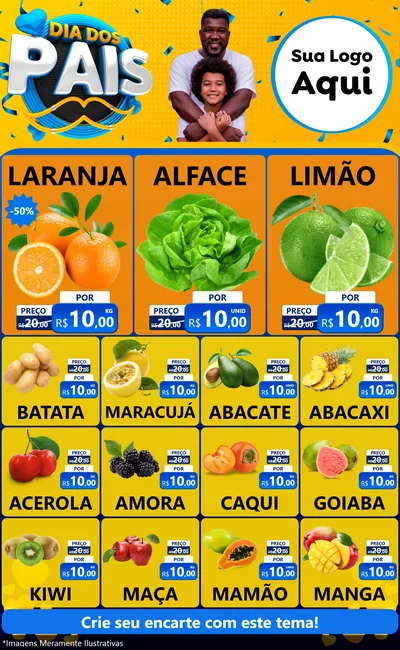Modelo de Encarte para Encarte Grande com o tema Dia dos Pais para Hortifrúti