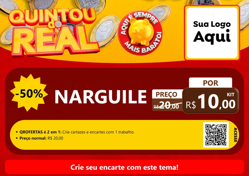 Modelo de Cartaz para Cartaz A4 Horizontal com o tema Quintou do Real para Tabacaria