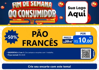 Modelo de Cartaz para Cartaz A4 Horizontal com o tema Fim de Semana do Consumidor para Padaria