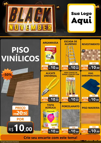 Modelo de Encarte para Encarte A4 Vertical com o tema Black November para Material para Construção