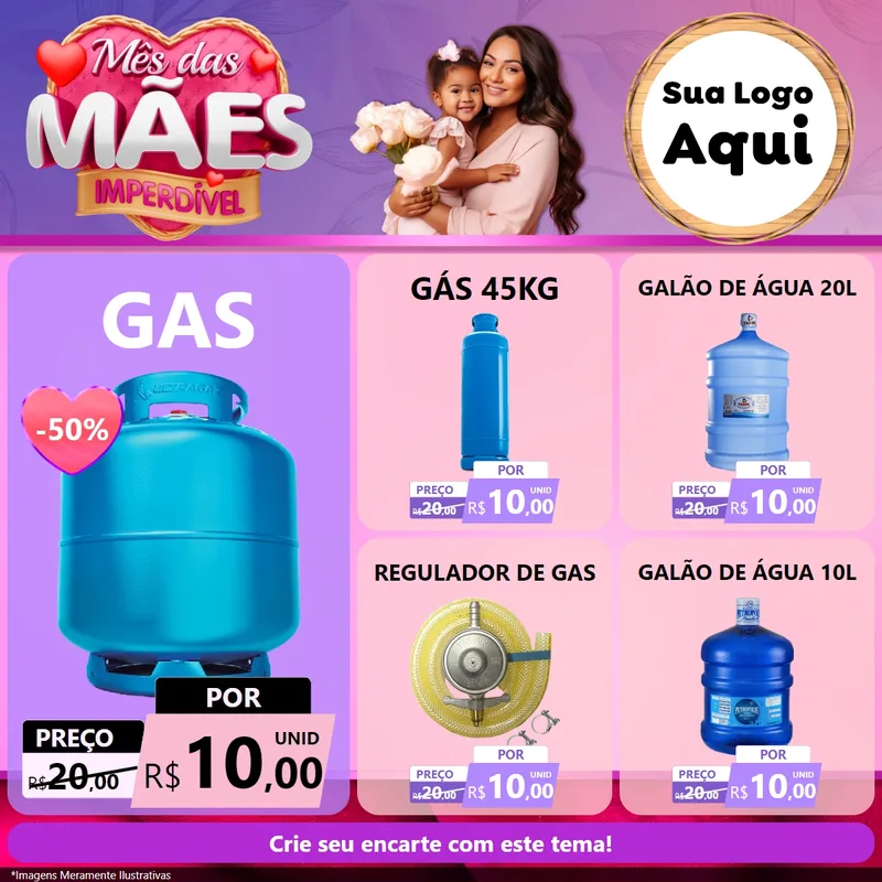 Modelo de Rede Social para Feed Facebook com o tema Mês das Mães Imperdível para Água e gás