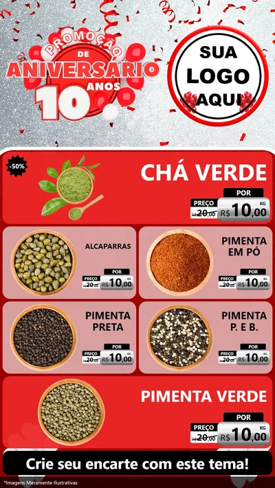 Modelo de TV para TV Vertical com o tema Promoção de Aniversário - 10 Anos para Produtos Naturais