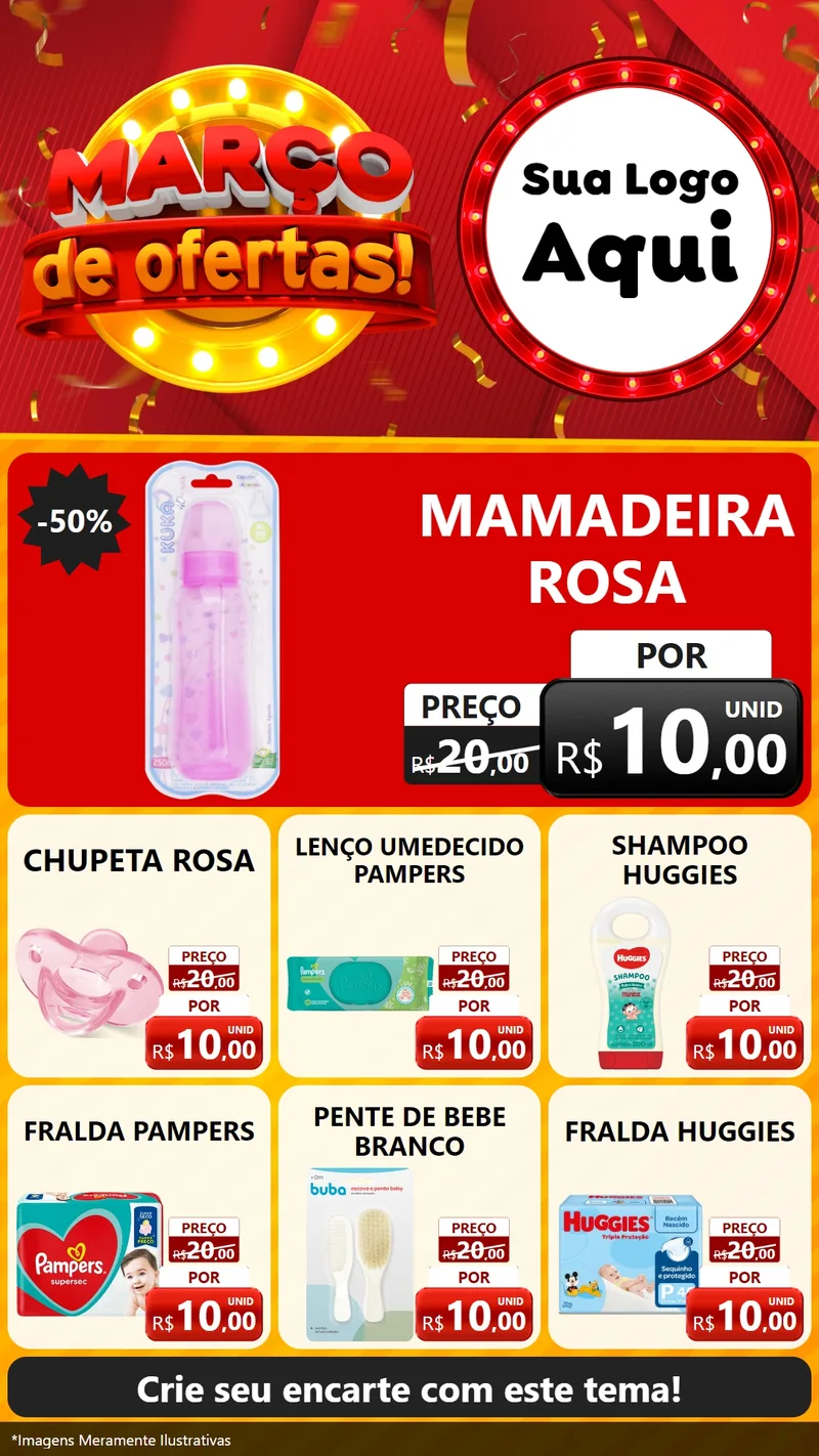 Modelo de Rede Social para Stories com o tema Março de Ofertas! para Bebês