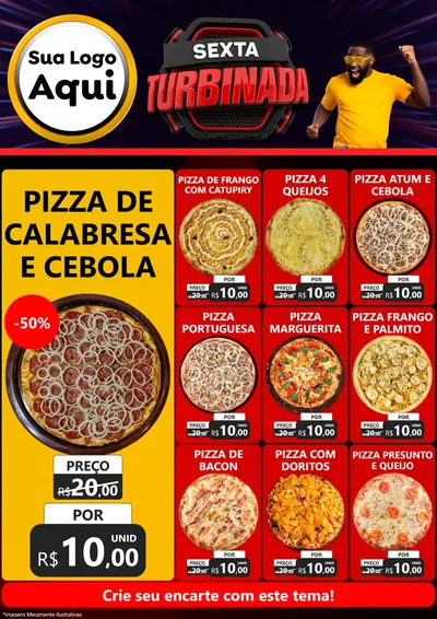 Modelo de Encarte para Encarte A4 Vertical com o tema Sexta Turbinada para Pizzaria