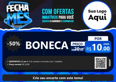 Modelo de Cartaz para Cartaz A4 Horizontal com o tema Fecha Mês para Brinquedos