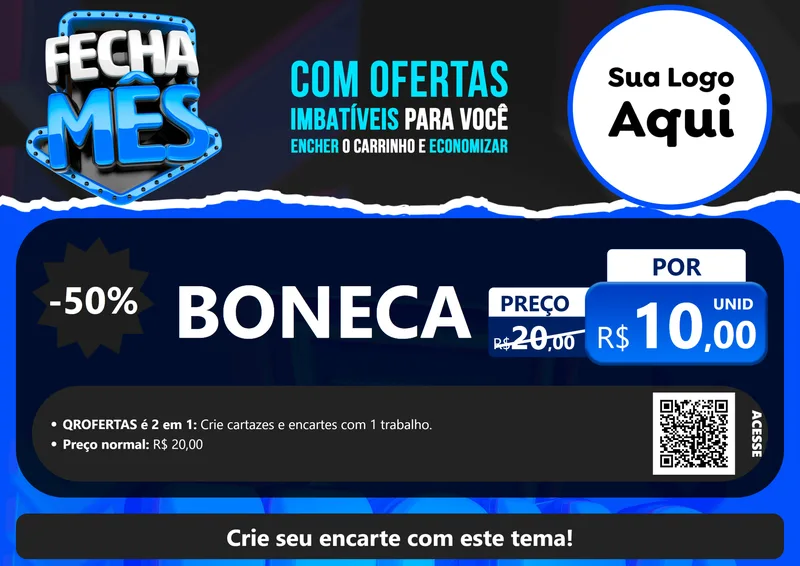 Modelo de Cartaz para Cartaz A4 Horizontal com o tema Fecha Mês para Brinquedos