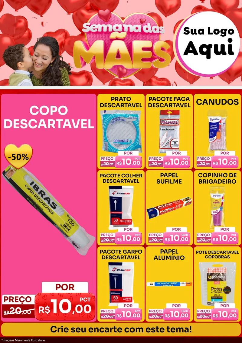 Modelo de Encarte para Encarte A4 Vertical com o tema Semana Das Mães para Embalagens