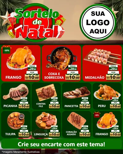Modelo de Rede Social para Feed Instagram com o tema Sorteio de Natal para Assados