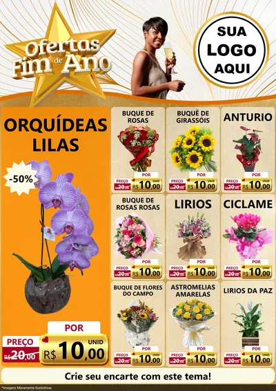 Modelo de Encarte para Encarte A4 Vertical com o tema Ofertas Fim de Ano para Floricultura e jardim