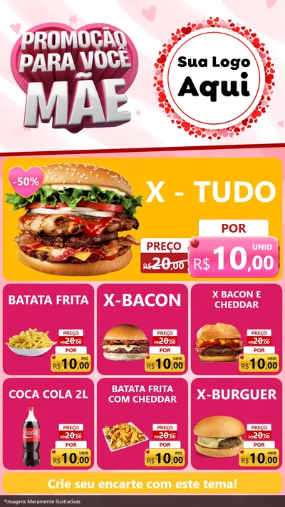 Modelo de Rede Social para Stories com o tema Promoção Para Você Mãe para Hamburgueria