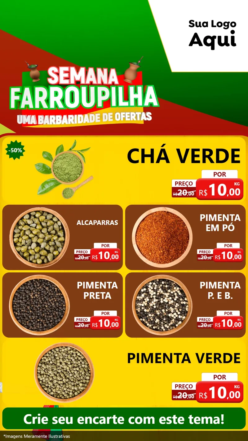 Modelo de TV para TV Vertical com o tema Semana Farroupilha - Uma Barbaridade de Ofertas para Produtos Naturais