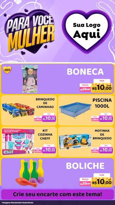 Modelo de TV para TV Vertical com o tema Para Você, Mulher para Brinquedos