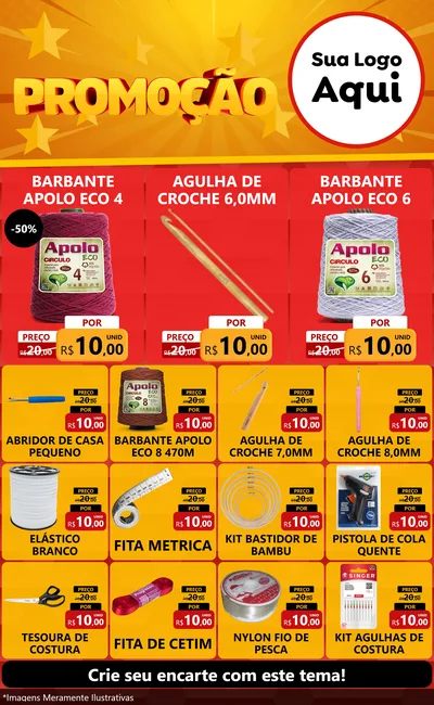 Modelo de Encarte para Encarte Grande com o tema Promoção para Armarinho e Aviamentos