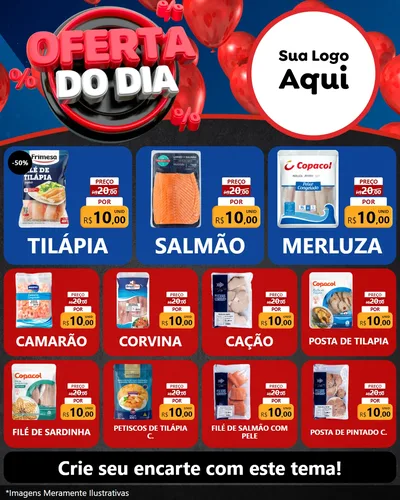 Modelo de Rede Social para Feed Instagram com o tema Oferta do Dia para Peixaria