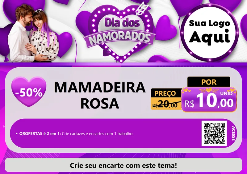Modelo de Cartaz para Cartaz A4 Horizontal com o tema Dia dos Namorados para Bebês