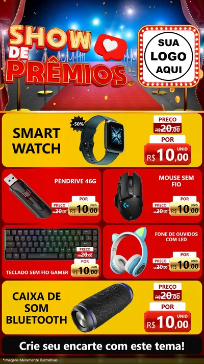 Modelo de TV para TV Vertical com o tema Show de Prêmios para Informática