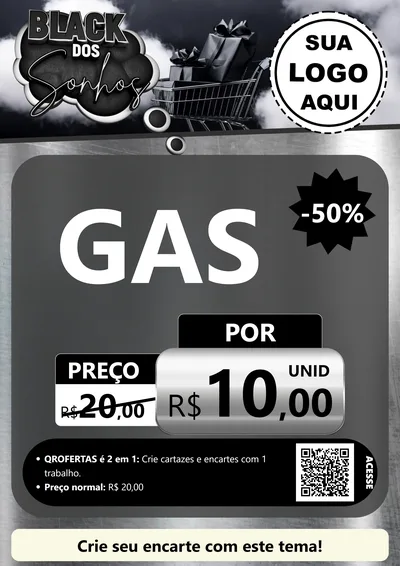 Modelo de Cartaz para Cartaz A4 Vertical com o tema Black dos Sonhos para Água e gás