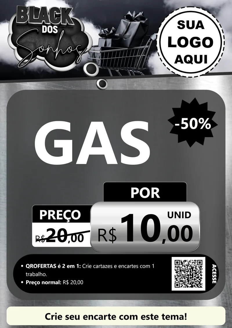 Modelo de Cartaz para Cartaz A4 Vertical com o tema Black dos Sonhos para Água e gás