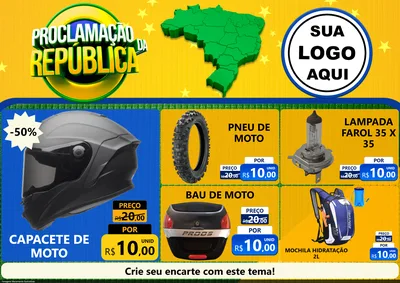 Modelo de Encarte para Encarte A4 Horizontal com o tema Proclamação da República para Moto peças