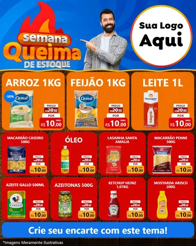 Modelo de Rede Social para Feed Instagram com o tema Semana Queima de Estoque para Supermercado