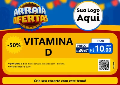Modelo de Cartaz para Cartaz A4 Horizontal com o tema Arraiá de Ofertas - Junina para Farmácia