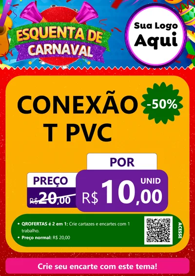 Modelo de Cartaz para Cartaz A4 Vertical com o tema Esquenta de Carnaval para Tubos e conexões