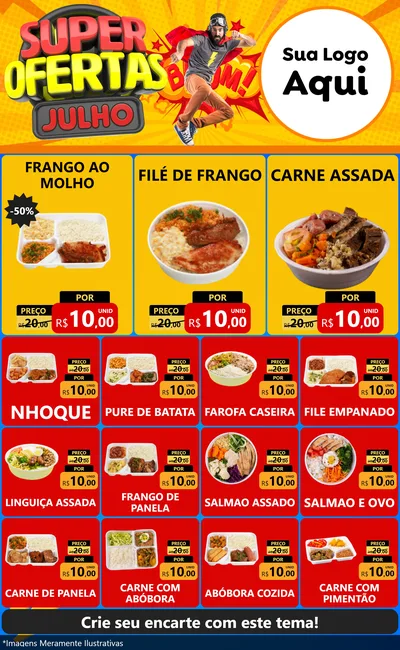 Modelo de Encarte para Encarte Grande com o tema Super Ofertas Julho para Restaurante